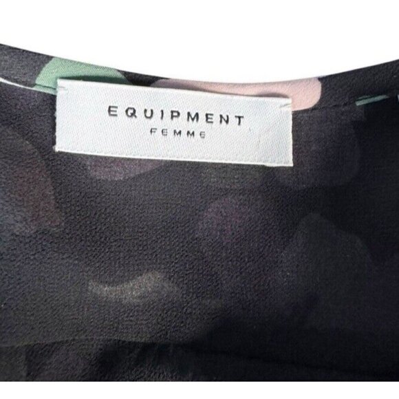 Equipment Femme Woman’s Sz 2 Danette Black Lavender Floral Silk Dress - Picture 6 of 13